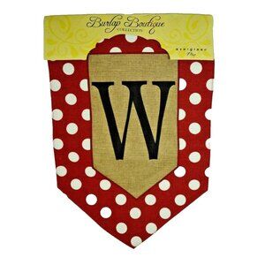 Evergreen Burlap Boutique Collection Burlap Monogram W Welcome Decorative Flag